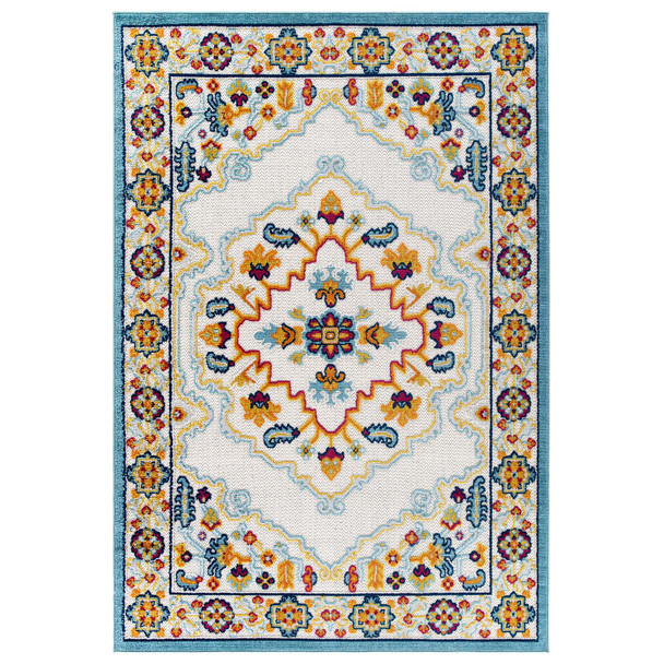 Modway Reflect Ansel Distressed Floral Persian Medallion 8x10 Indoor and Outdoor Area Rug Multicolored R-1183A-810