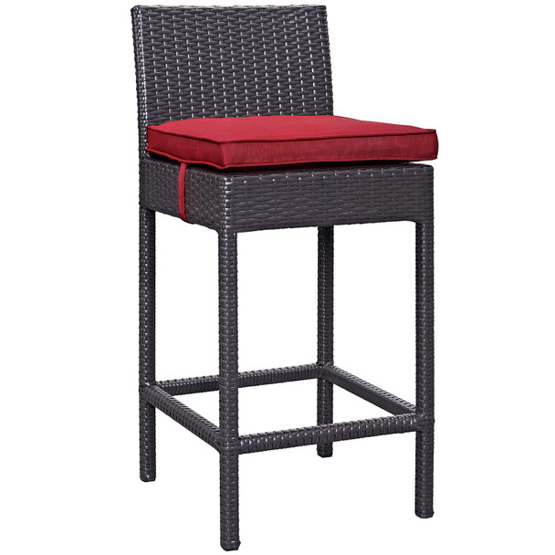 Modway Convene Outdoor Patio Fabric Bar Stool EEI-1006-EXP-RED Espresso Red EEI-1006-EXP-RED