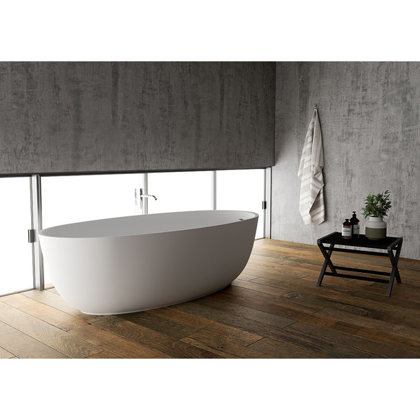 Ruvati 66-inch Matte White epiStone Solid Surface Oval Freestanding Bath Tub Canali - RVB6719WH