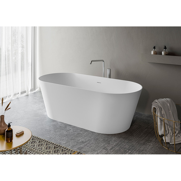 Ruvati 67-inch White epiStone Solid Surface Oval Freestanding Bath Tub Omnia Matte - RVB6750WH