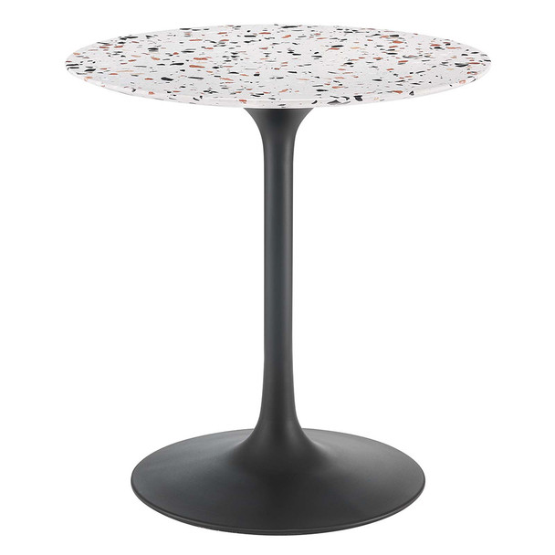 Modway Lippa 28" Round Terrazzo Dining Table EEI-5700-BLK-WHI