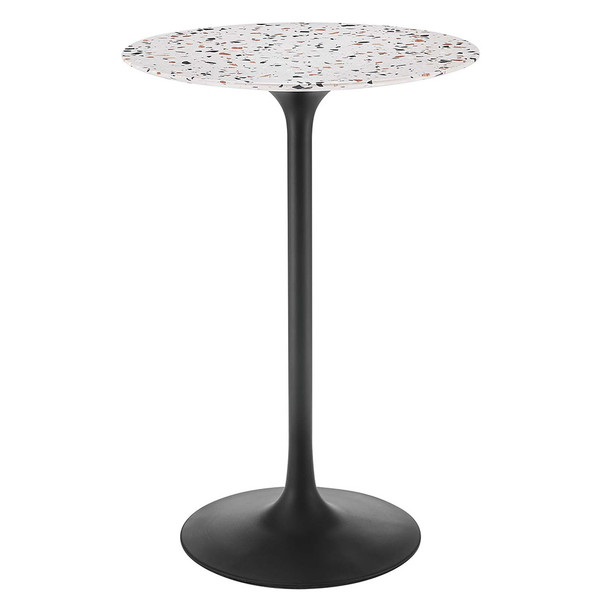 Modway Lippa 28" Round Terrazzo Bar Table EEI-5709-BLK-WHI