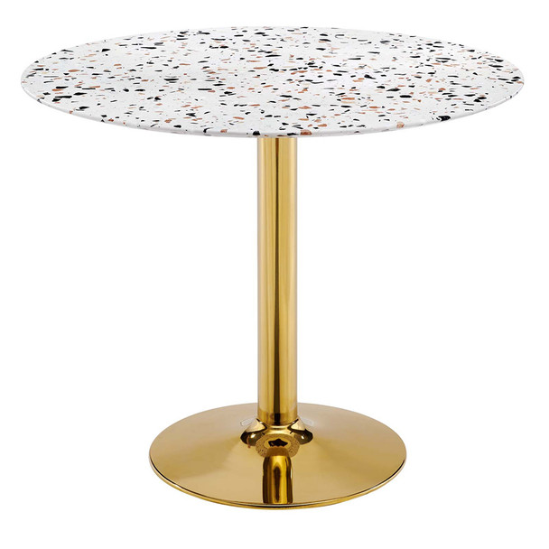 Modway Verne 36" Round Terrazzo Dining Table EEI-5717-GLD-WHI