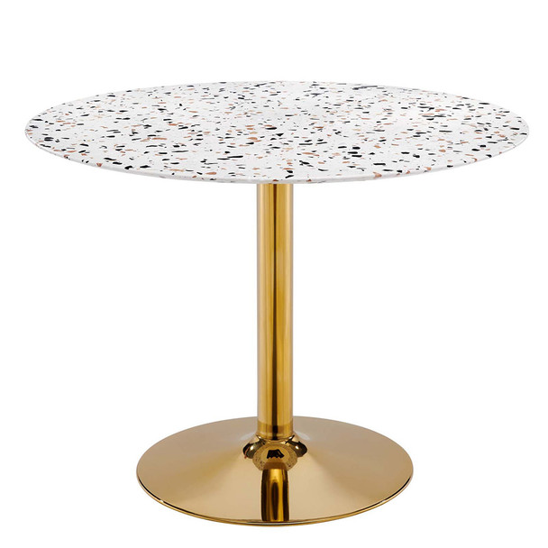 Modway Verne 40" Round Terrazzo Dining Table EEI-5726-GLD-WHI