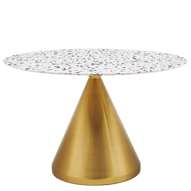 Modway Tupelo 47" Round Terrazzo Dining Table EEI-5733-GLD-WHI