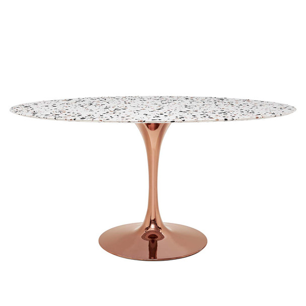 Modway Lippa 60" Oval Terrazzo Dining Table EEI-5735-ROS-WHI