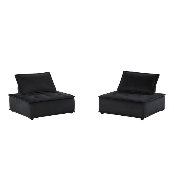 Lilola Home Anna Black Velvet Set of 2 Armless Lounge Chair 81402-2
