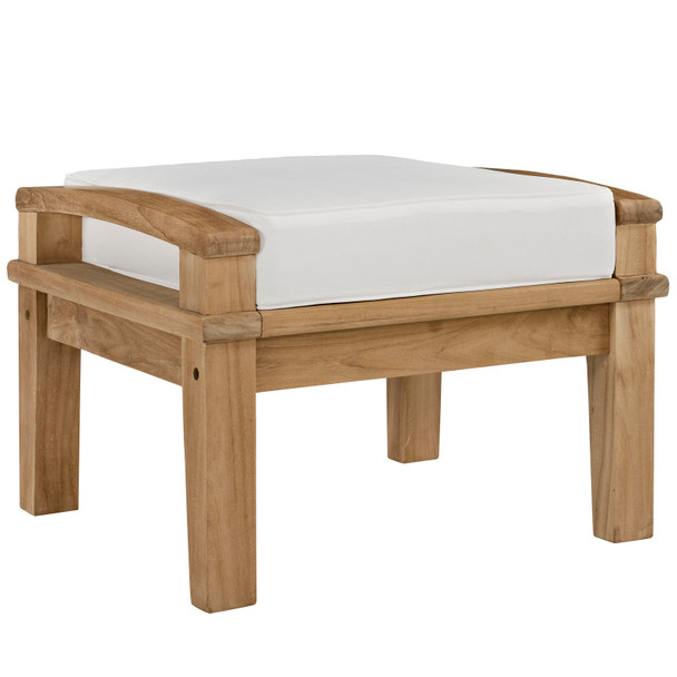 Modway Marina Outdoor Patio Teak Ottoman EEI-1152-NAT-WHI-SET