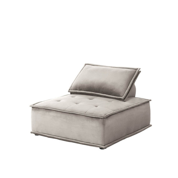 Lilola Home Anna Light Gray Velvet Armless Lounge Chair 81403
