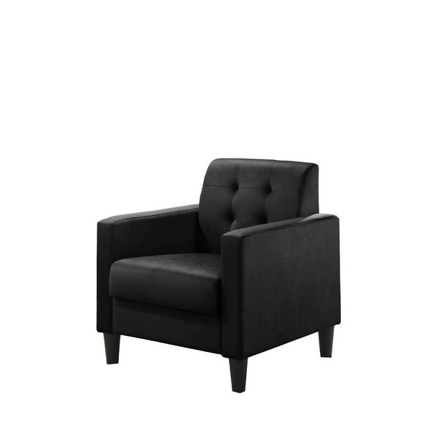 Lilola Home Hale Black Velvet Accent Armchair with Tufting 89005BK
