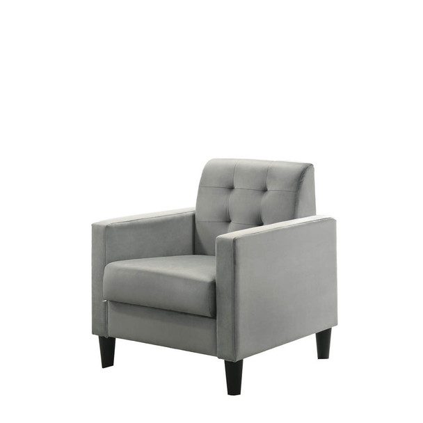 Lilola Home Hale Light Gray Velvet Accent Armchair with Tufting 89005GY
