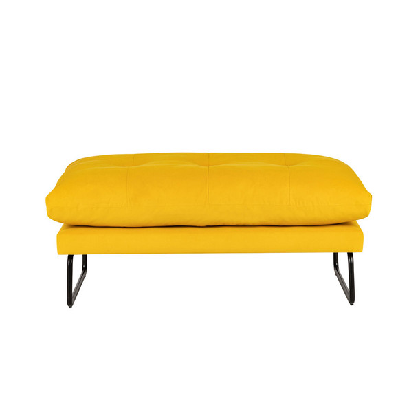 Lilola Home Karla Yellow Velvet Contemporary Ottoman 88864YW-O
