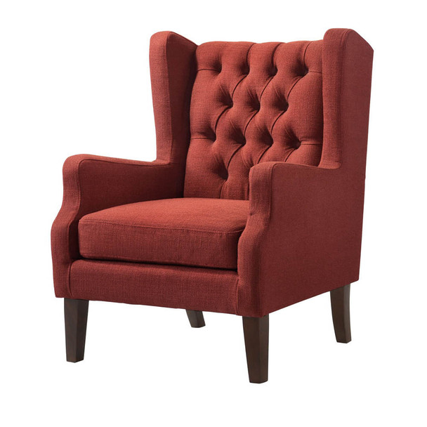 Lilola Home Irwin Red Linen Button Tufted Wingback Chair 88862RD
