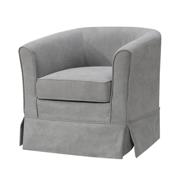 Lilola Home Tucker Steel Gray Woven Fabric Swivel Barrel Chair 88869MG
