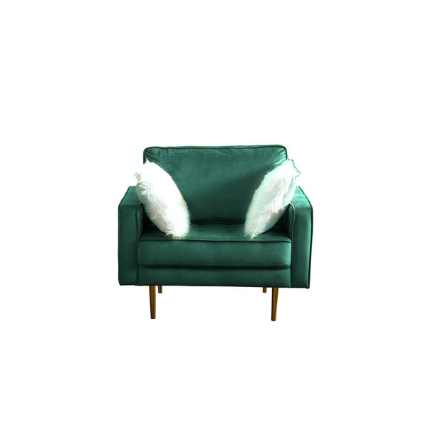 Lilola Home Theo Green Velvet Chair with Pillows 81359GN-C
