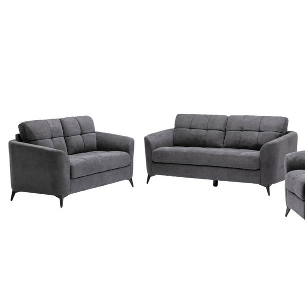 Lilola Home Callie Gray Velvet Fabric Sofa Loveseat Living Room Set 89727-SL
