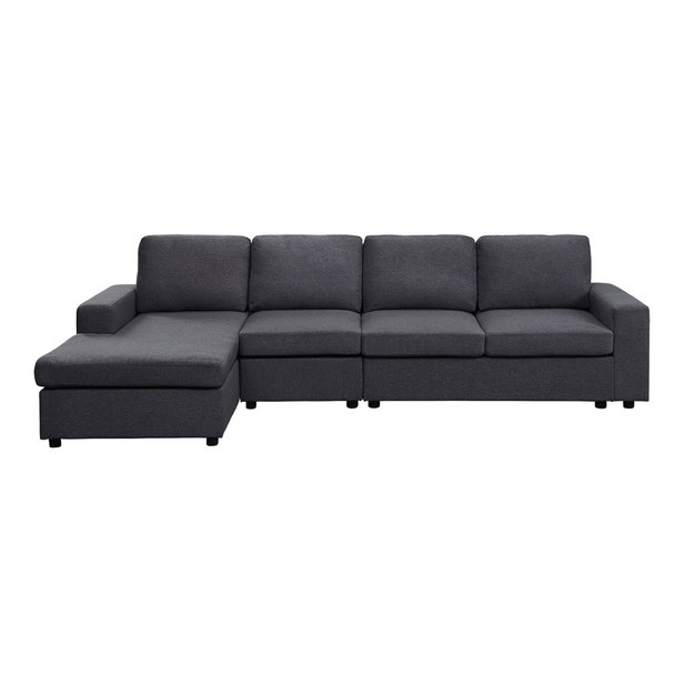 Lilola Home Bailey Sofa with Reversible Chaise in Dark Gray Linen 881801-2