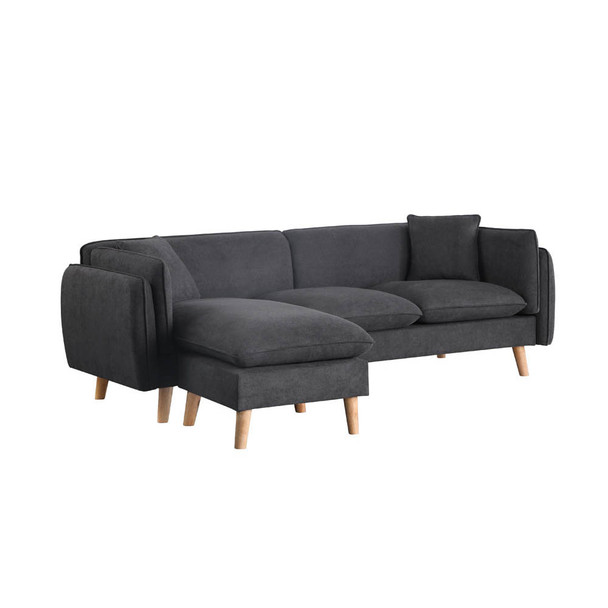 Lilola Home Brayden Dark Gray Fabric Sectional Sofa Chaise 89640