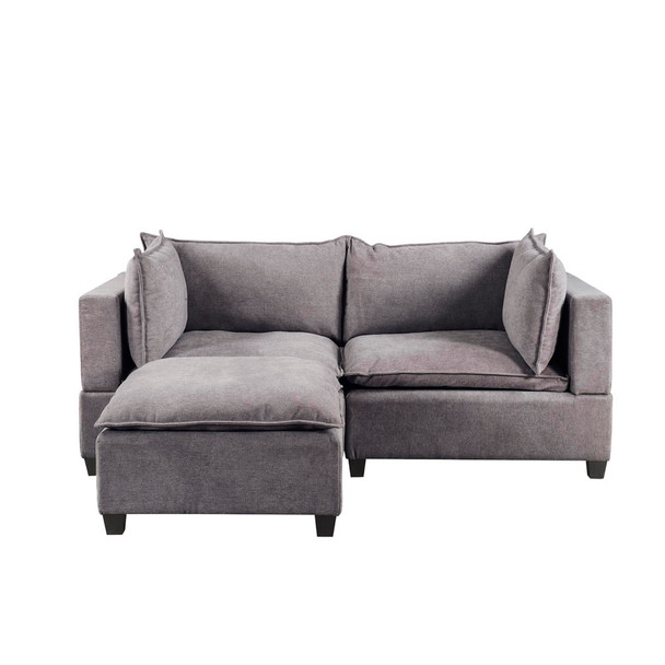 Lilola Home Madison Light Gray Fabric Sectional Loveseat Ottoman 81400-1