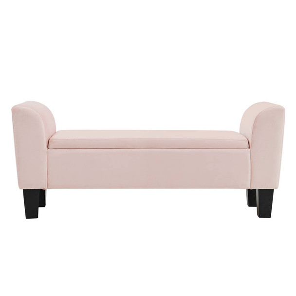 Lilola Home Mila Pink Velvet Ottoman Bench with Storage 88871