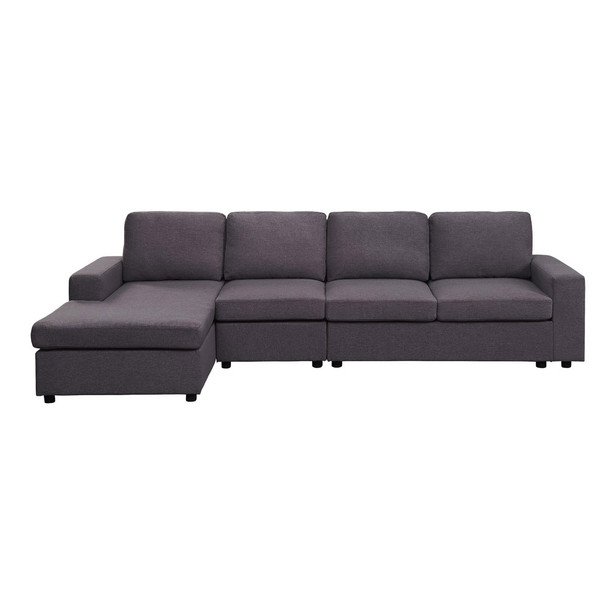 Lilola Home Dunlin Sofa with Reversible Chaise in Dark Gray Linen 81801-2