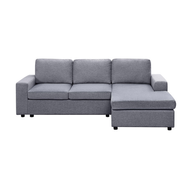 Lilola Home Newlyn Light Gray Linen Reversible Sectional Sofa Chaise 81802-1