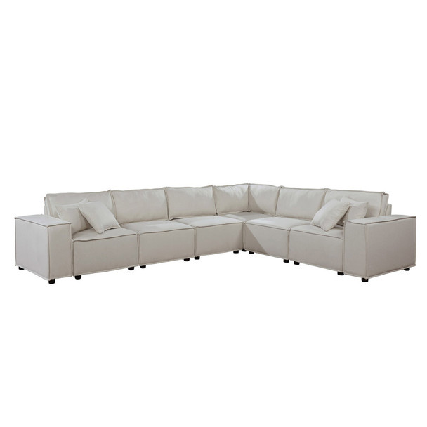 Lilola Home Janelle Modular Sectional Sofa in Beige Linen 89116-3