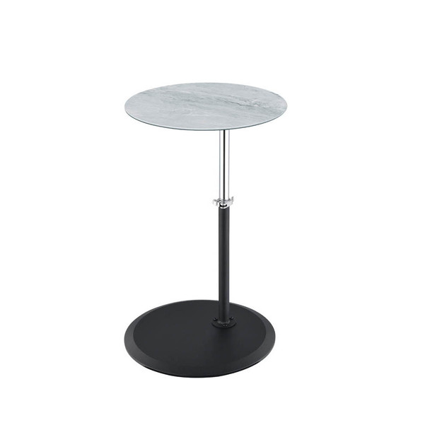 Lilola Home Orbit End Table with Height Adjustable Gray Marble Textured Top 98022