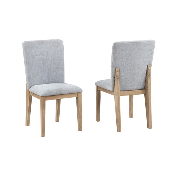 Lilola Home Caspian Set of 2 Gray Linen and Oak Finish Dining Chair- 30030-C