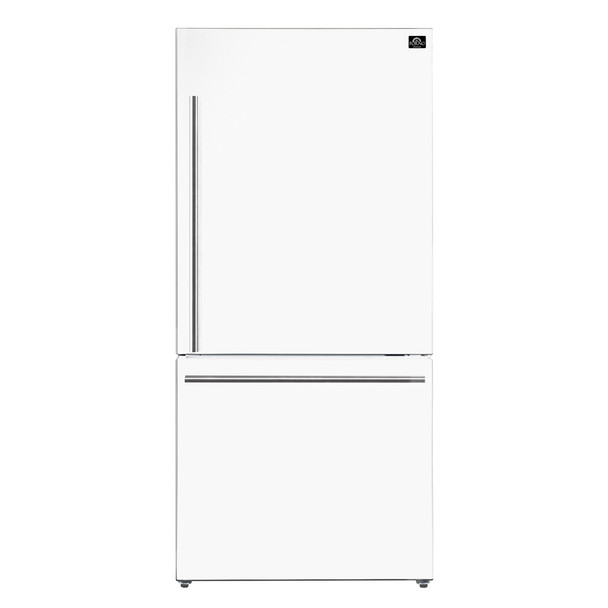 Forno 31" Milano Espresso Bottom Freezer Right Swing Door Refrigerator in White - FFFFD1785-31WHT