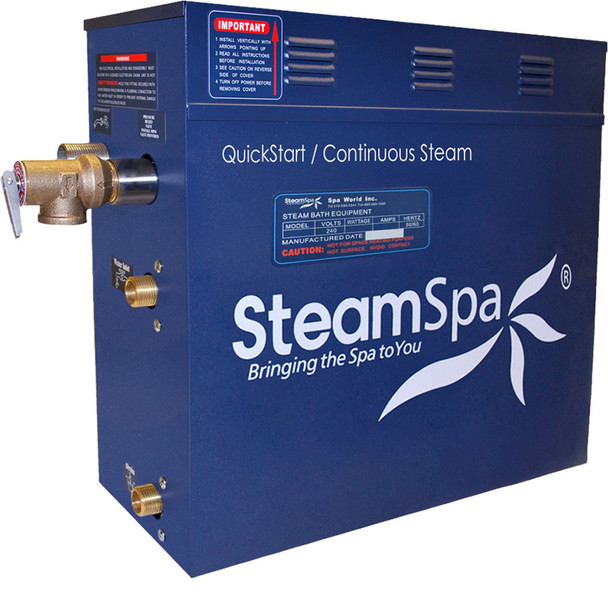 SteamSpa Indulgence 12 KW QuickStart Acu-Steam Bath Generator Package in Polished Gold - IN1200GD