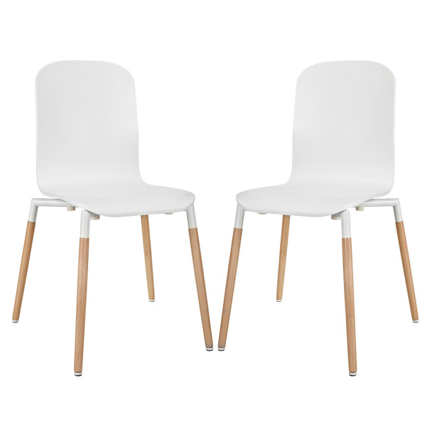 Modway Stack Dining Chairs Wood Set of 2 EEI-1372-WHI White