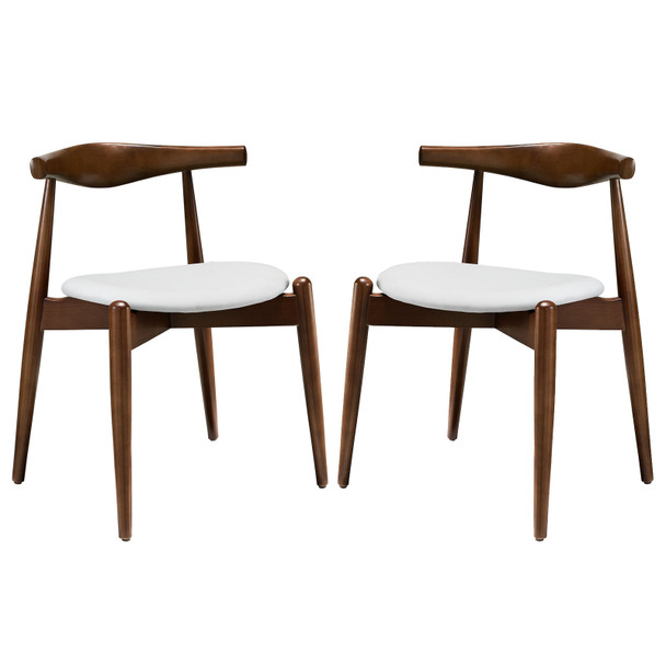 Modway Stalwart Dining Side Chairs Set of 2 EEI-1377-DWL-WHI Dark Walnut White