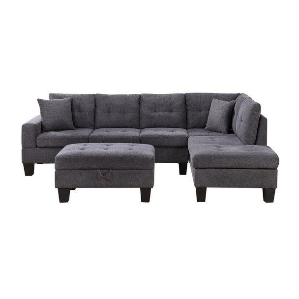 Lilola Home Briscoe Dark Gray Woven Fabric 102" Wide Reversible Sectional Sofa  - 87716 
