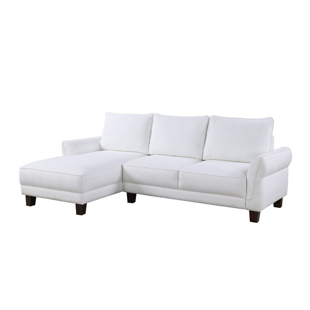 Lilola Home Belle White Sherpa 96" Wide Sectional Sofa with Left-Facing Chaise - 83118 