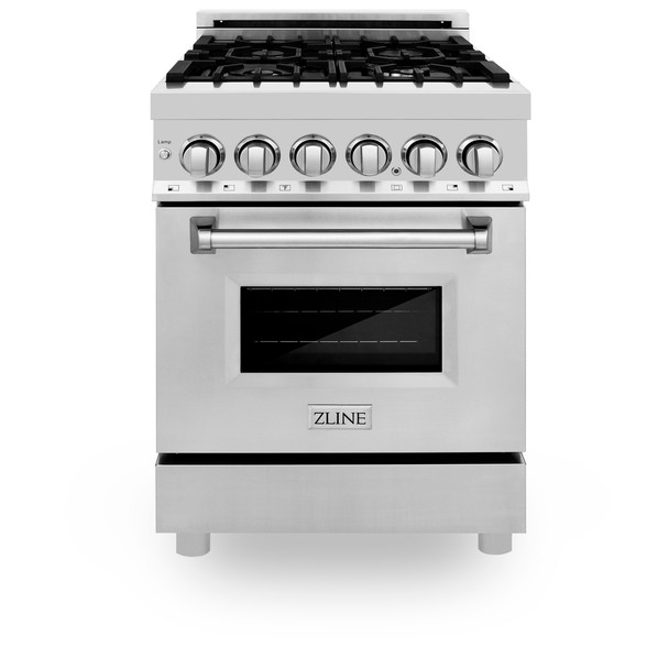 ZLINE 24" 2.8 cu. ft. Electric Oven and Gas Cooktop Dual Fuel Range with Griddle in Stainless Steel - RA-GR-24