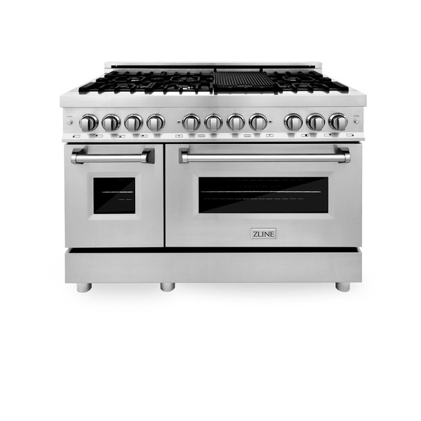 ZLINE 48" 6.0 cu. ft. Electric Oven and Gas Cooktop Dual Fuel Range with Griddle in Stainless Steel - RA-GR-48