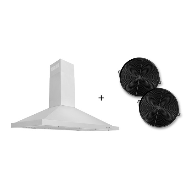 ZLINE 48" Convertible Wall Mount Range Hood in Stainless Steel with Set of 2 Charcoal Filters, LED lighting and Dishwasher-Safe Baffle Filters - KB-CF-48