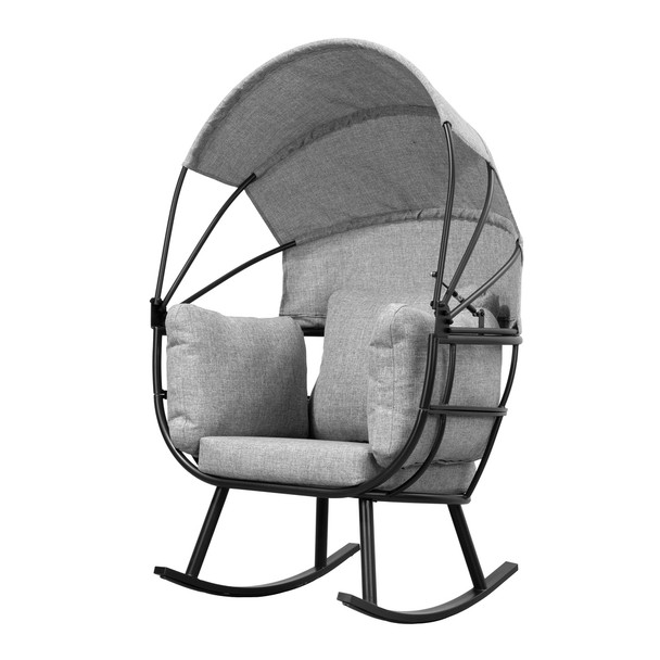 Deko Living Outdoor Rocking Patio Egg Chair with Gray Upholstery - COP20210BLK