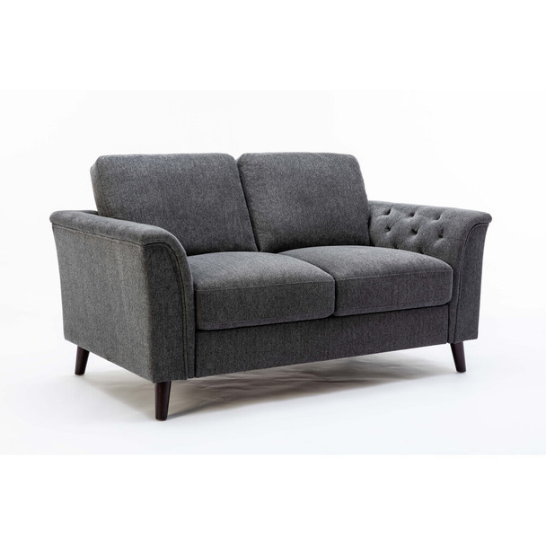 Lilola Home Stanton Dark Gray Linen Loveseat with Tufted Arms - 89730-L  1