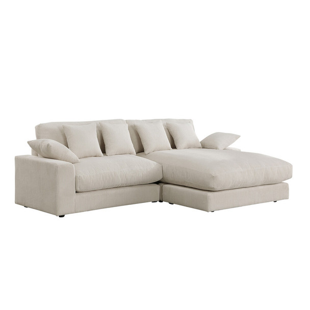 Lilola Home Mystic Beige Corduroy Reversible Sectional Sofa Chaise - 81339  1