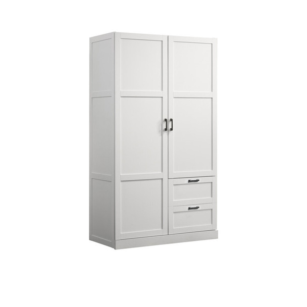 Lilola Home Aubree White Wardrobe Cabinet Armoire with 2 Drawers and Hanging Rod - 96004  1