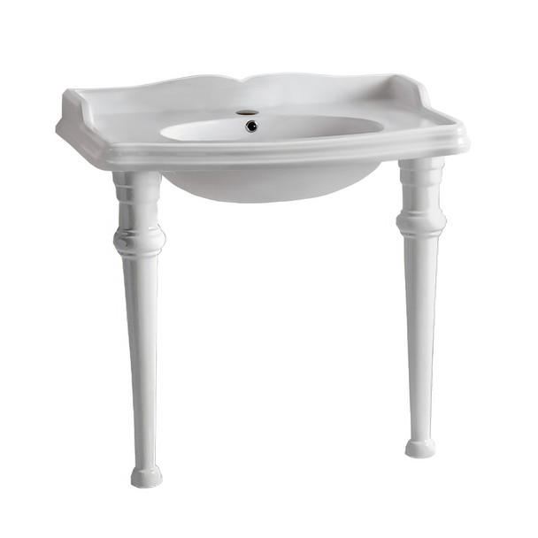 Whitehaus Isabella Collection Rectangular Console With Integrated Oval Bowl - AR864-GB001-3H