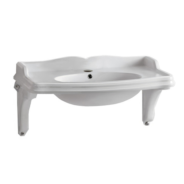 Whitehaus Isabella Collection 40" Rectangular Wall Mount Basin With Integrated Oval Bowl - AR874-MNSLEN-1H