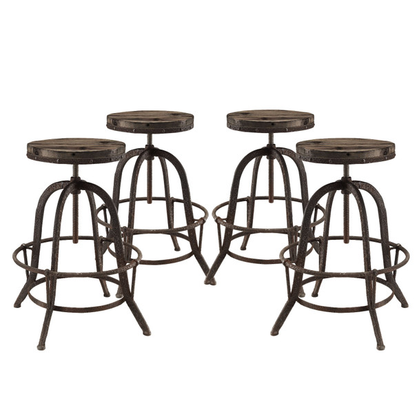 Modway Collect Bar Stool Set of 4 EEI-1607-BRN-SET Brown