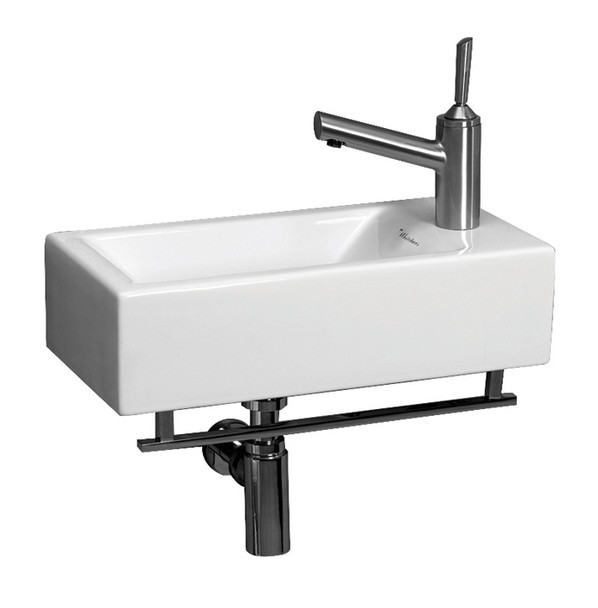 Whitehaus Isabella Collection Small Wall Mount Basin With Crome Towel Bar And Center Drain - WH1-114RTB