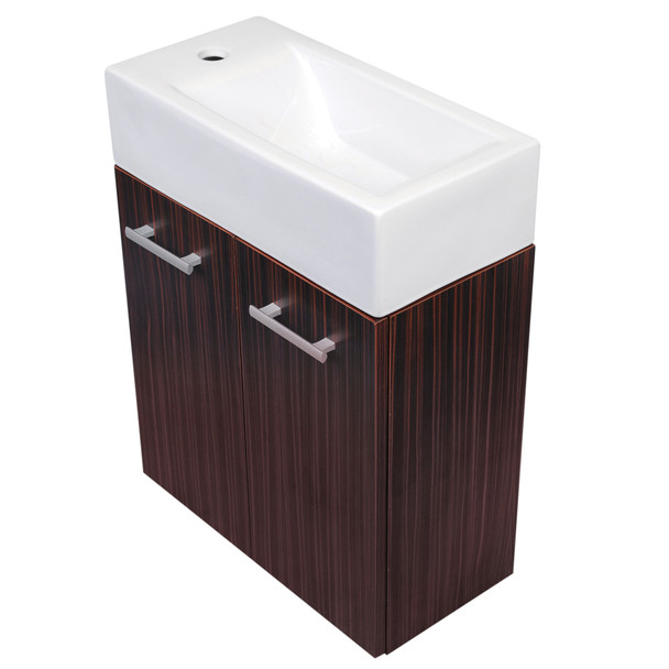 Whitehaus Wall Mount Double Door Vanity In Espresso Complete With A White Basin - WH114LSCB-E