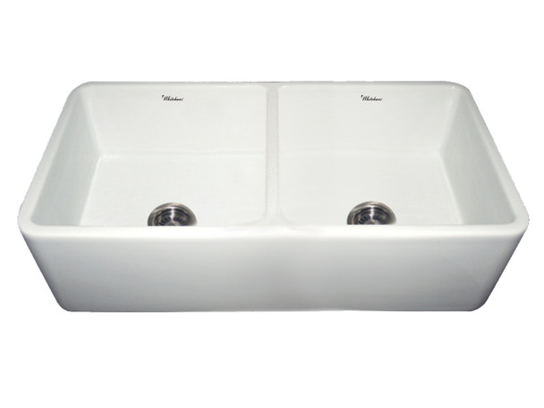 Whitehaus Farmhaus Fireclay Duet Series Reversible Sink With Smooth Front Apron - WH3719-WHITE