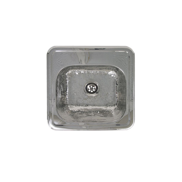 Whitehaus Decorative Square Drop-In Sink With A Hammered Texture Bowl And Mirrored Finish Ledge - WH692ABB