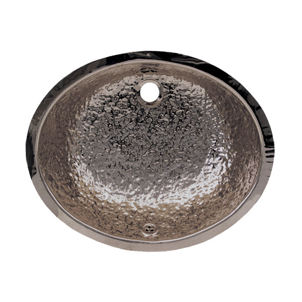 Whitehaus Decorative Oval Hammered Textured Undermount Basin With Overflow And A 1 1/4" Rear Center Drain - WH920ABB